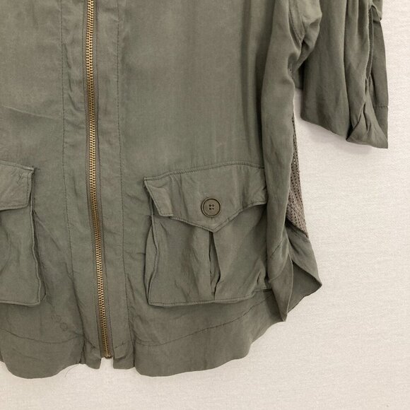 XCVI Dark Gray Full Zip Ultra Soft Pockets Rolled Tab Light Jacket Medium - Picture 6 of 10